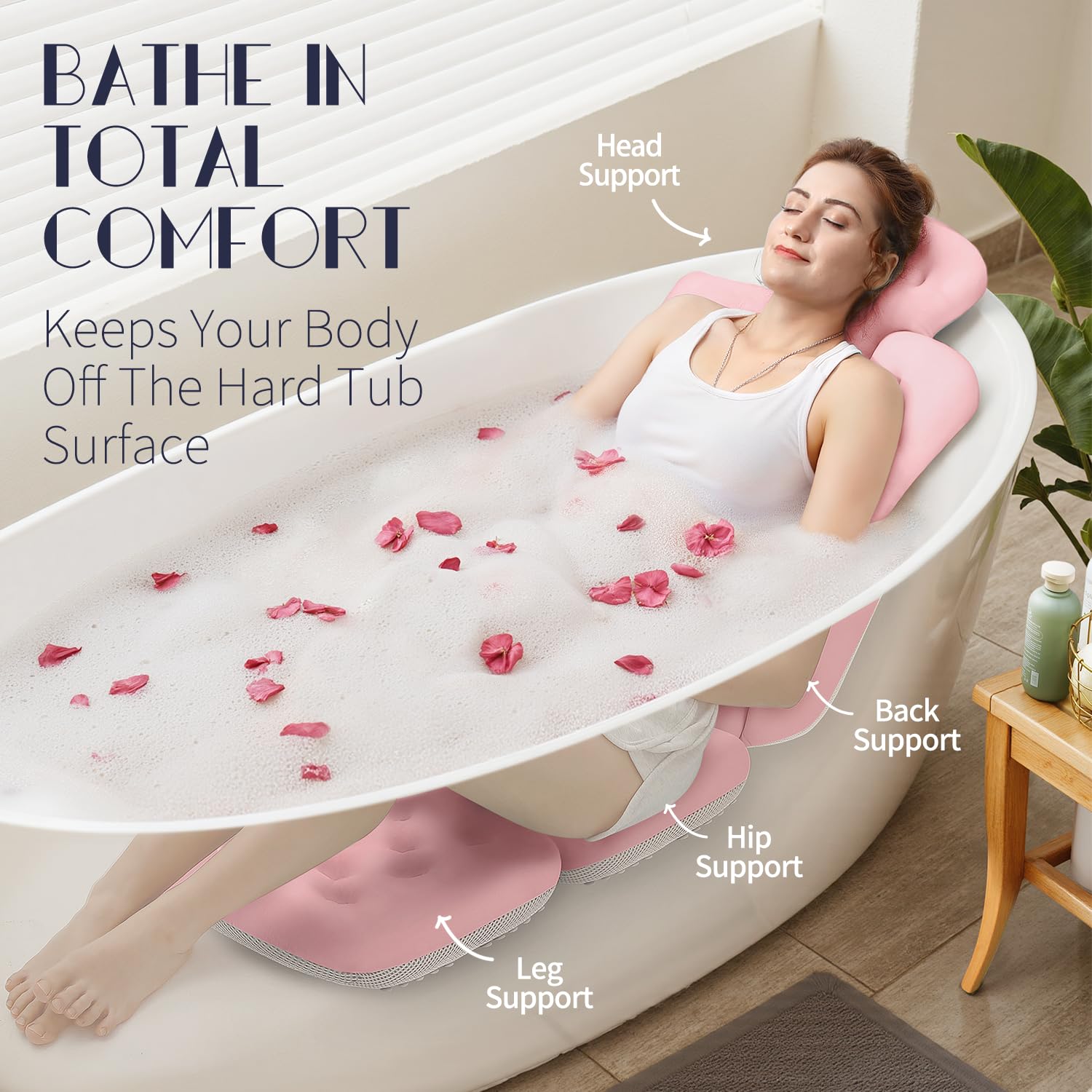 VOXOR 5D air mesh technology bath pillow stays breathable while you soak