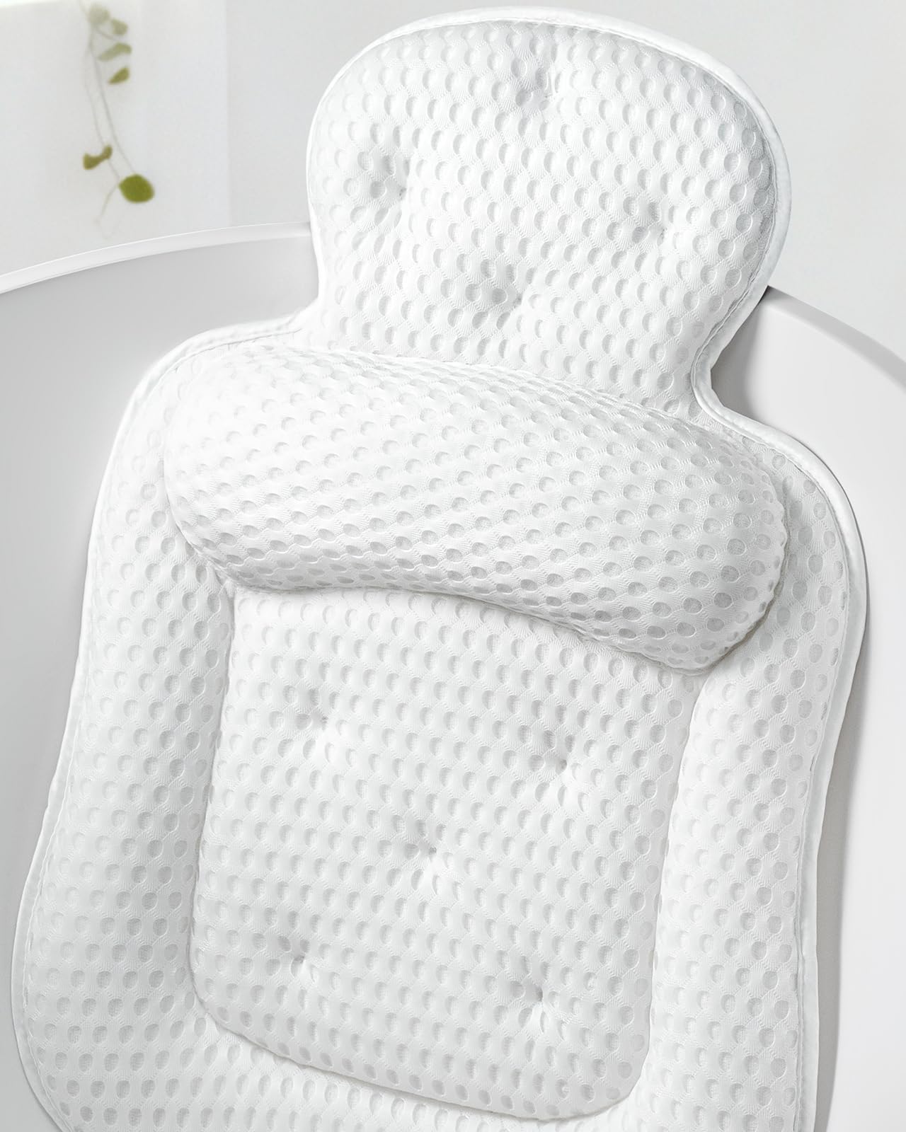 VOXOR bath pillow offers head and neck support with breathable 3D mesh.