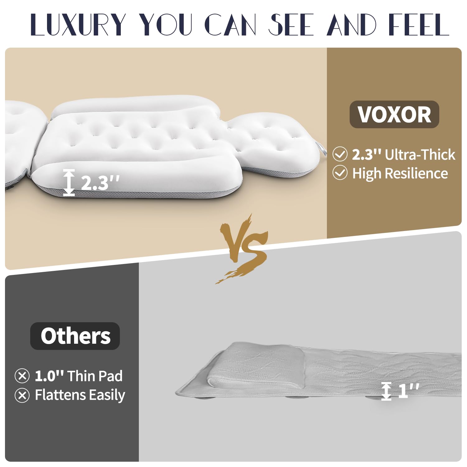 VOXOR bath pillow with laundry bag included for easy care.