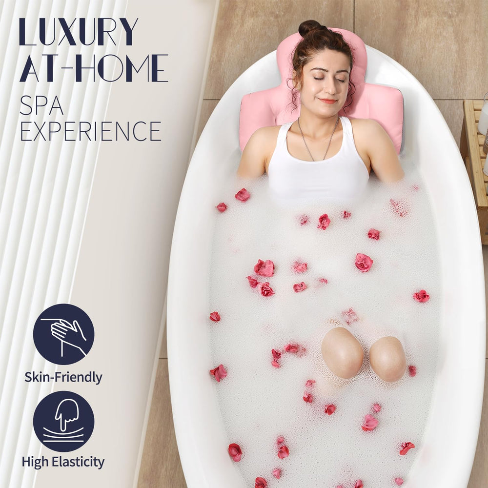 VOXOR full body bath pillow provides back support to ease shoulder tension during baths