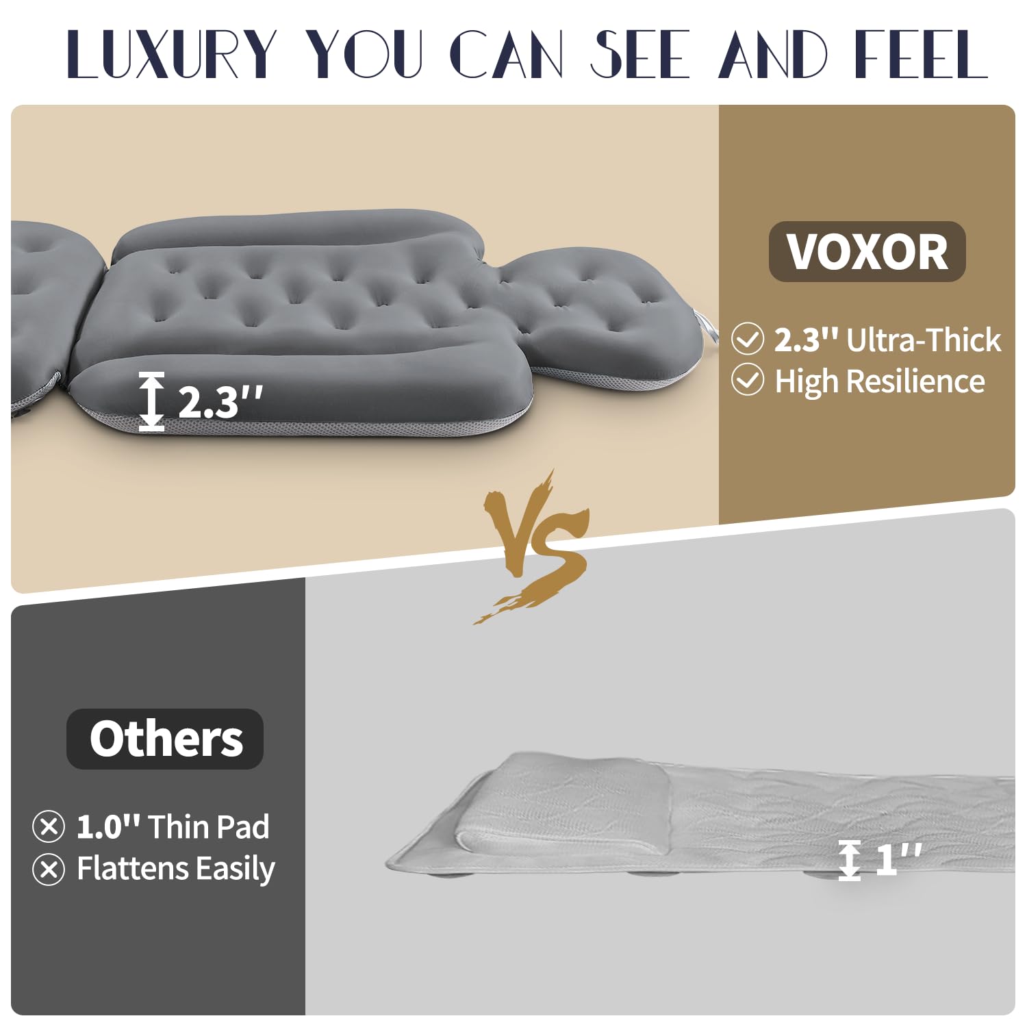VOXOR bath pillow in-tub use demonstrates anti-slip stability.