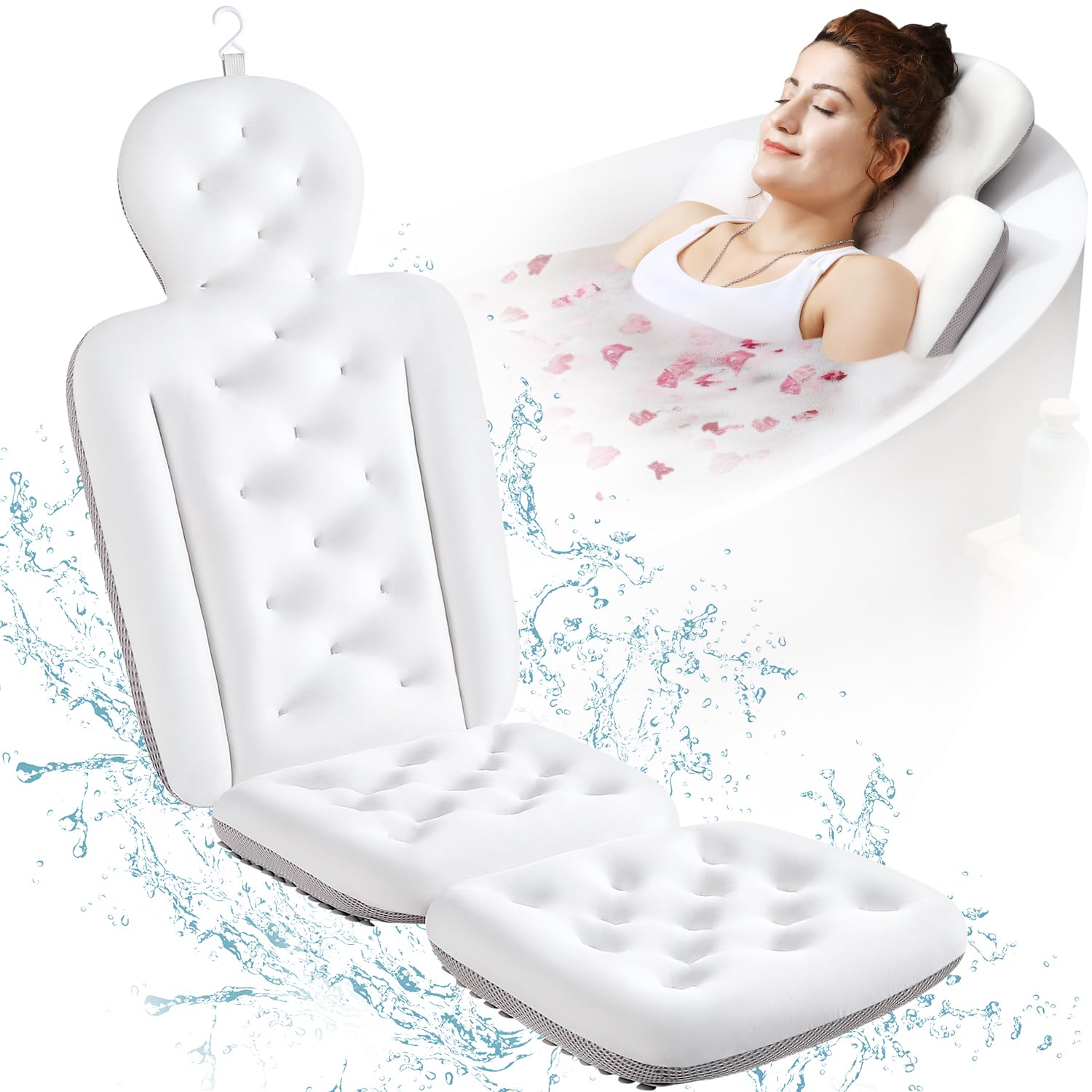 VOXOR full body bath pillow in tub for spa-like relaxation.