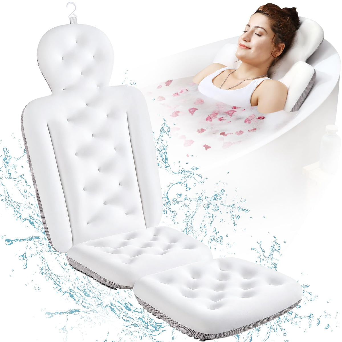 VOXOR full body bath pillow in tub for spa-like relaxation.