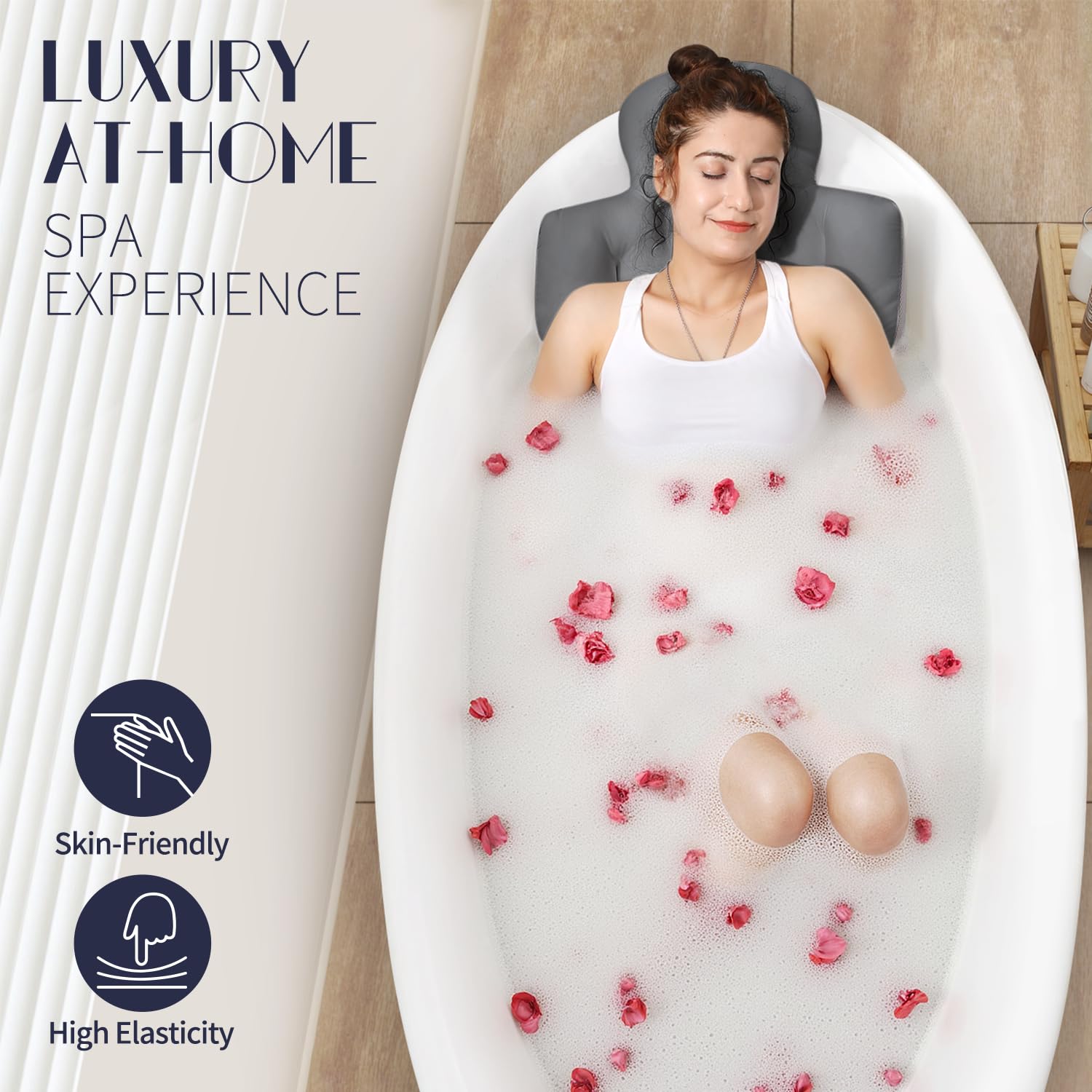 VOXOR full body bath pillow side view highlighting soft, breathable cushion.