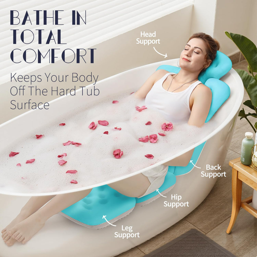 VOXOR full body pillow provides head-to-toe support during long soaks.