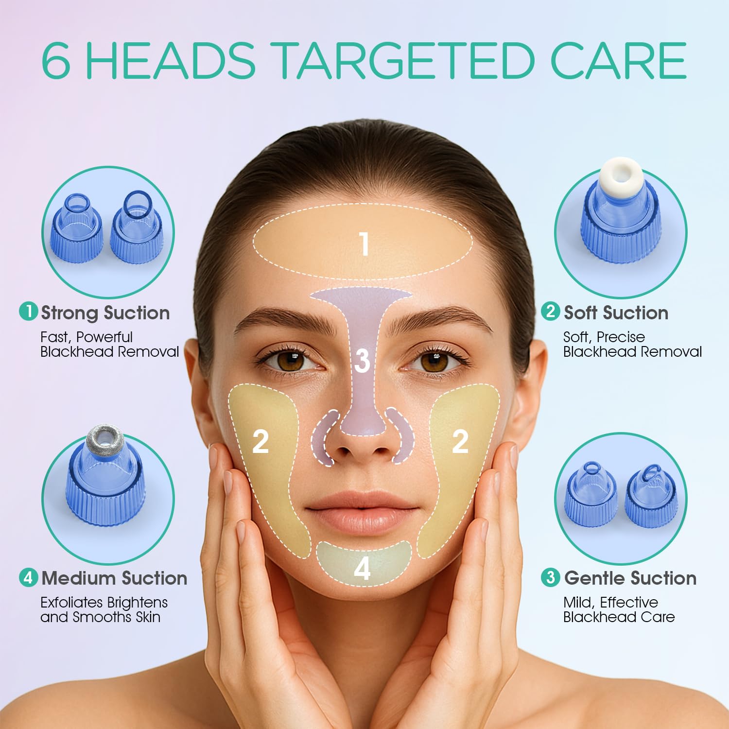 VOYOR silicone head provides a gentle option for sensitive skin.