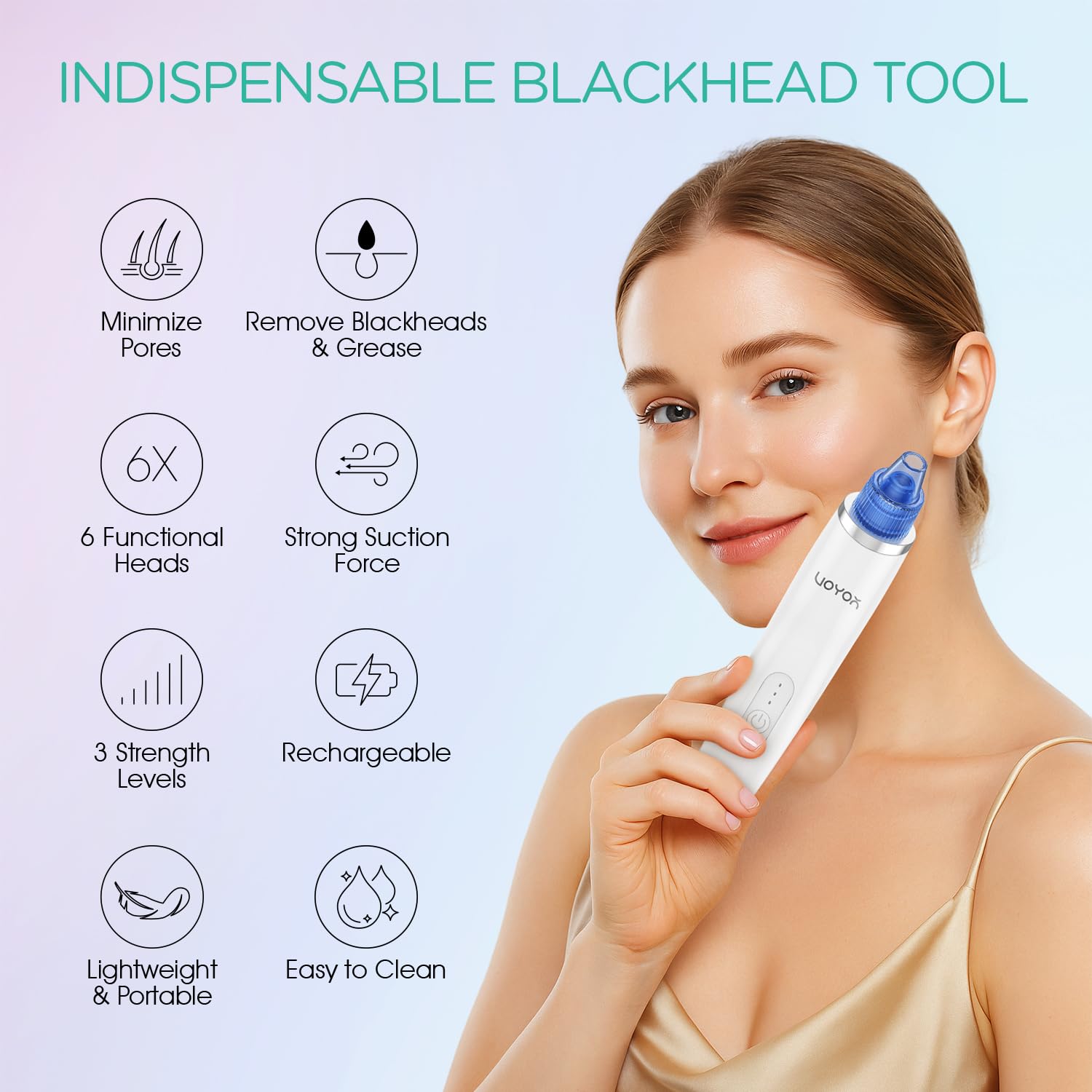 VOYOR wide suction head ideal for larger facial areas like cheeks.