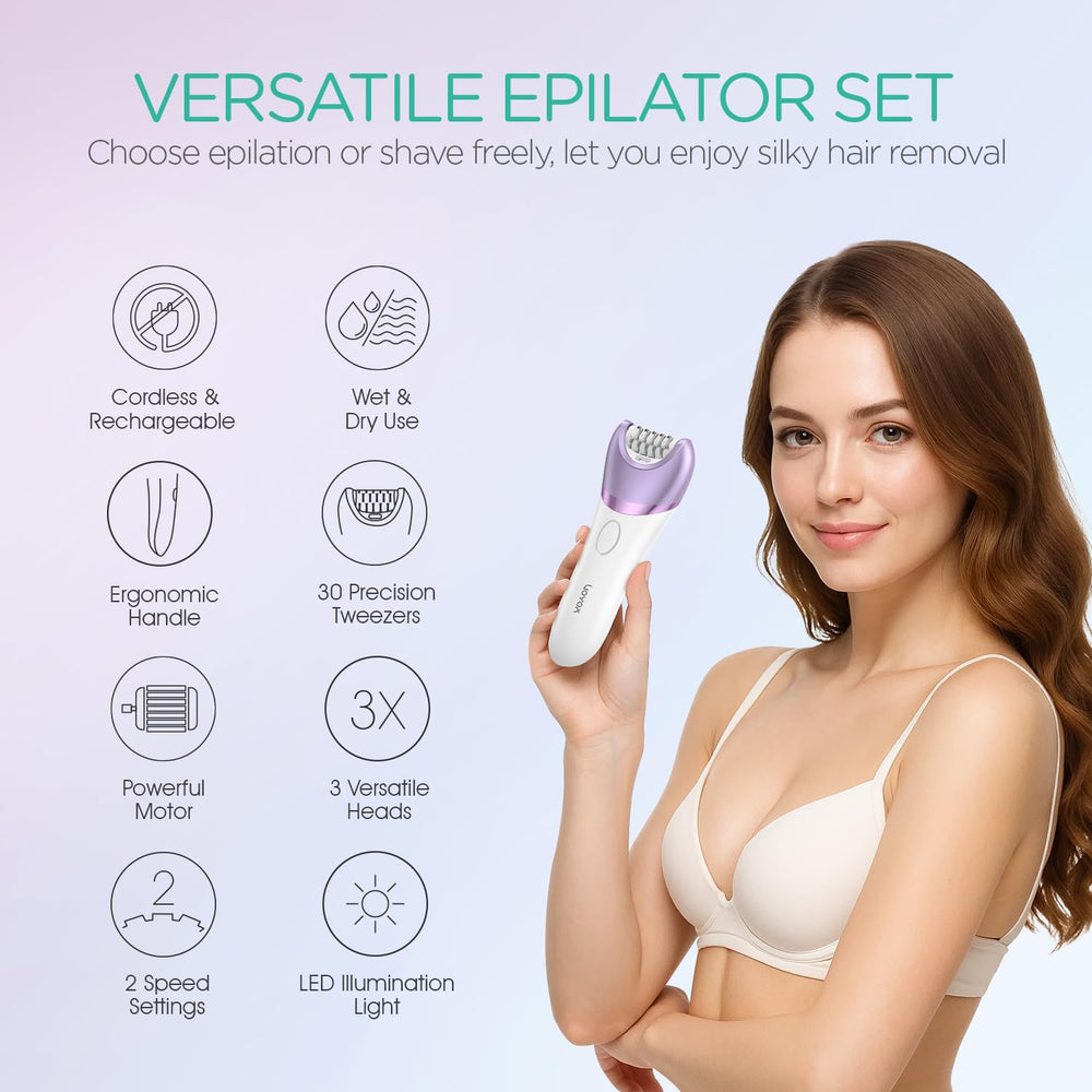 VOYOR BM300 shaver head close-up ideal for quick underarm and leg shaving.