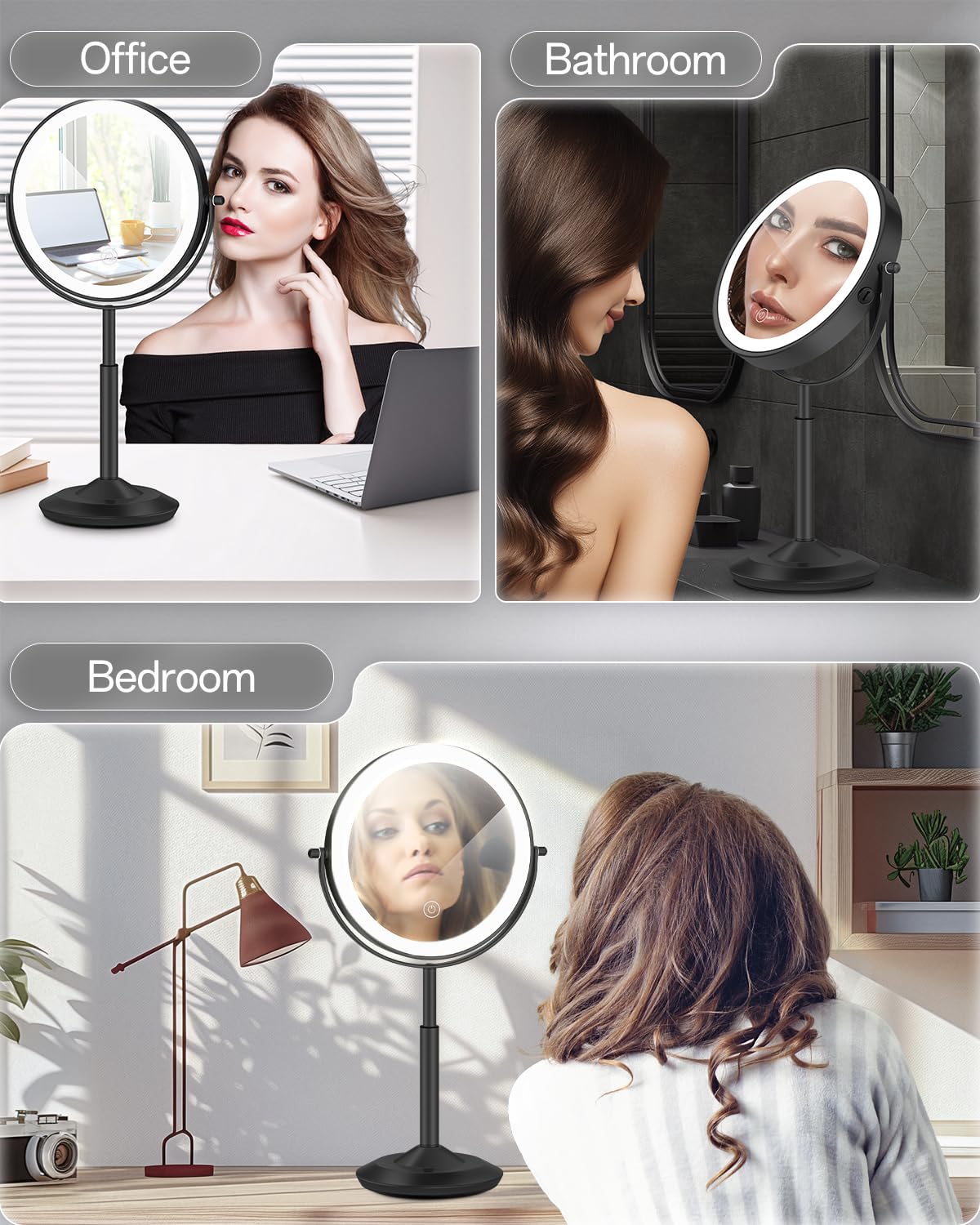VPU makeup mirror non-slip base ensures stable placement on desks.