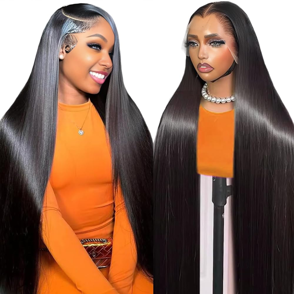 VQPPM 32-inch straight lace front wig with natural hairline and full silhouette.