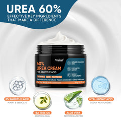 VREKEF Crema de Urea para talones secos, suaviza y repara.