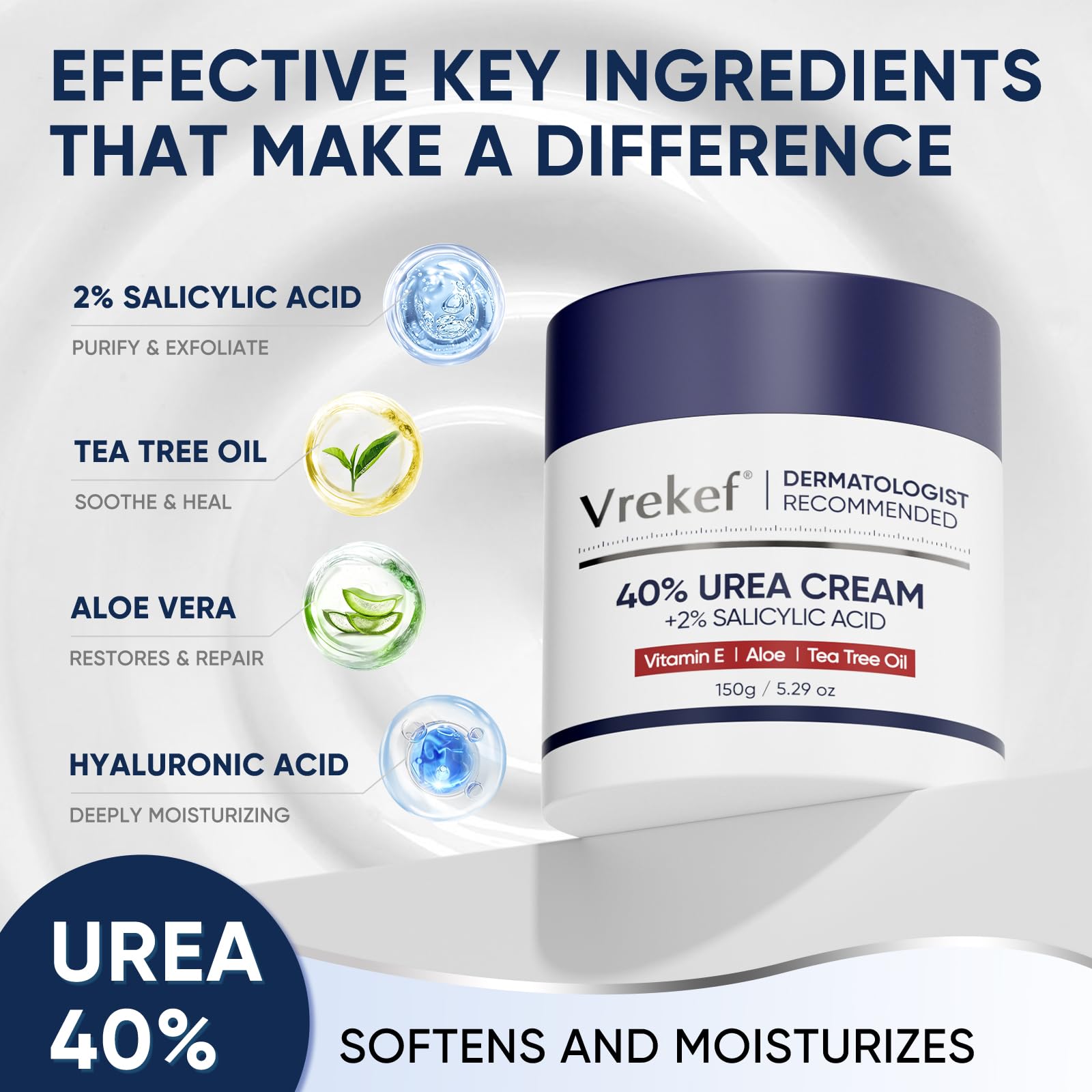 Aplicación de VREKEF Urea 40% en pies para suavizar la piel.