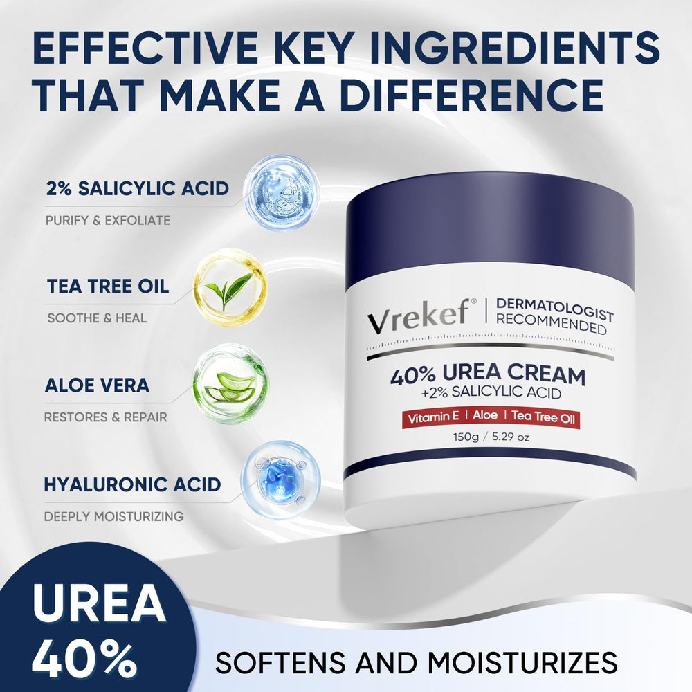 Aplicación de VREKEF Urea 40% en pies para suavizar la piel.
