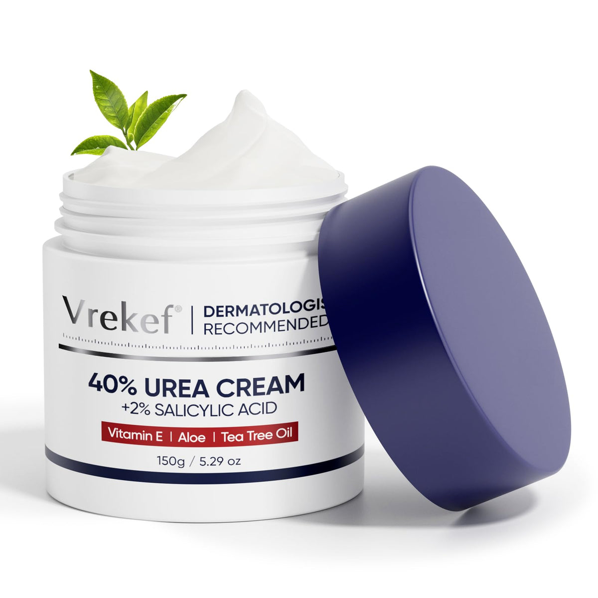 VREKEF Crema Urea 40% en bote para pies, hidratación profunda.