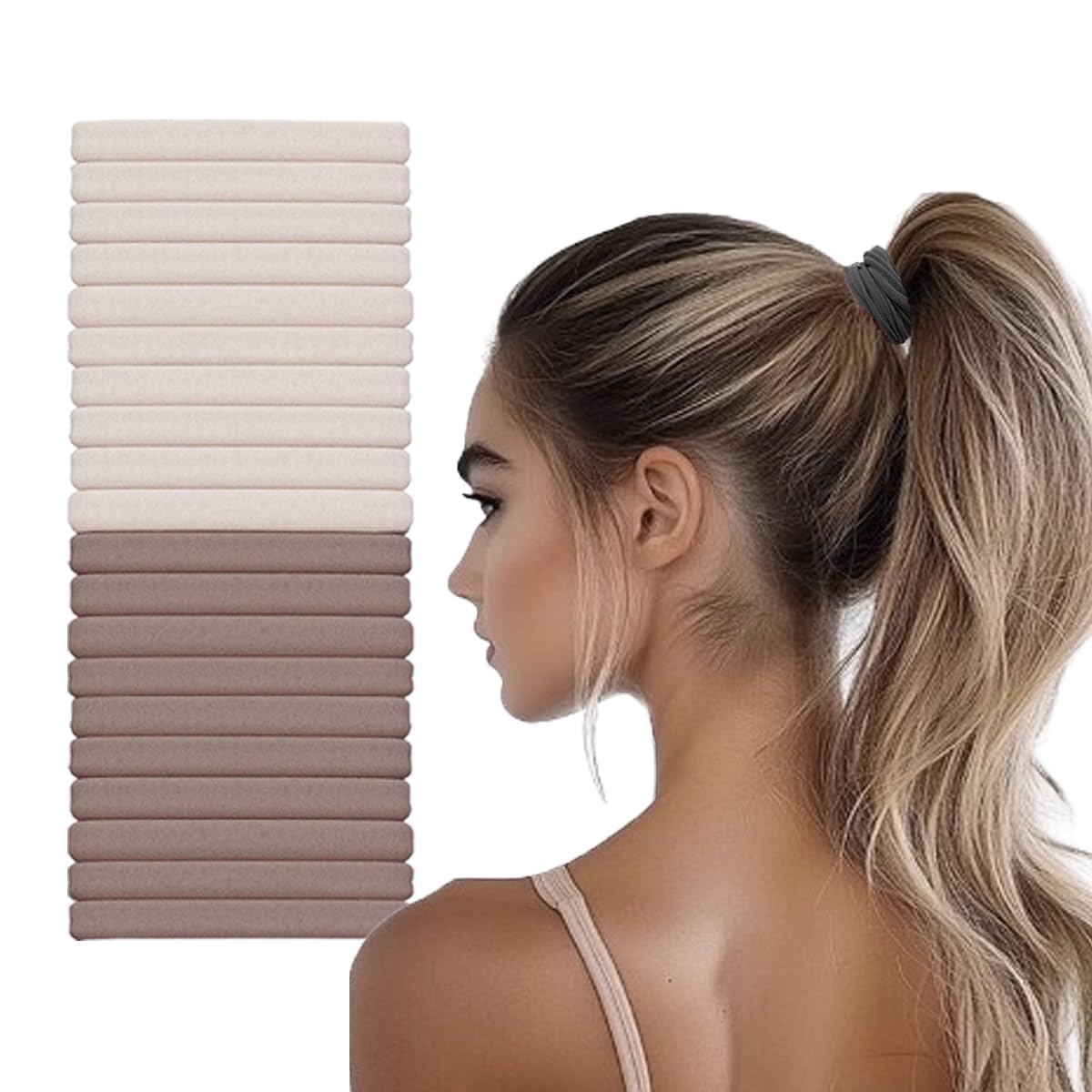 Vrose Flosi no-damage hair tie showing seamless ponytail hold and gentle glide