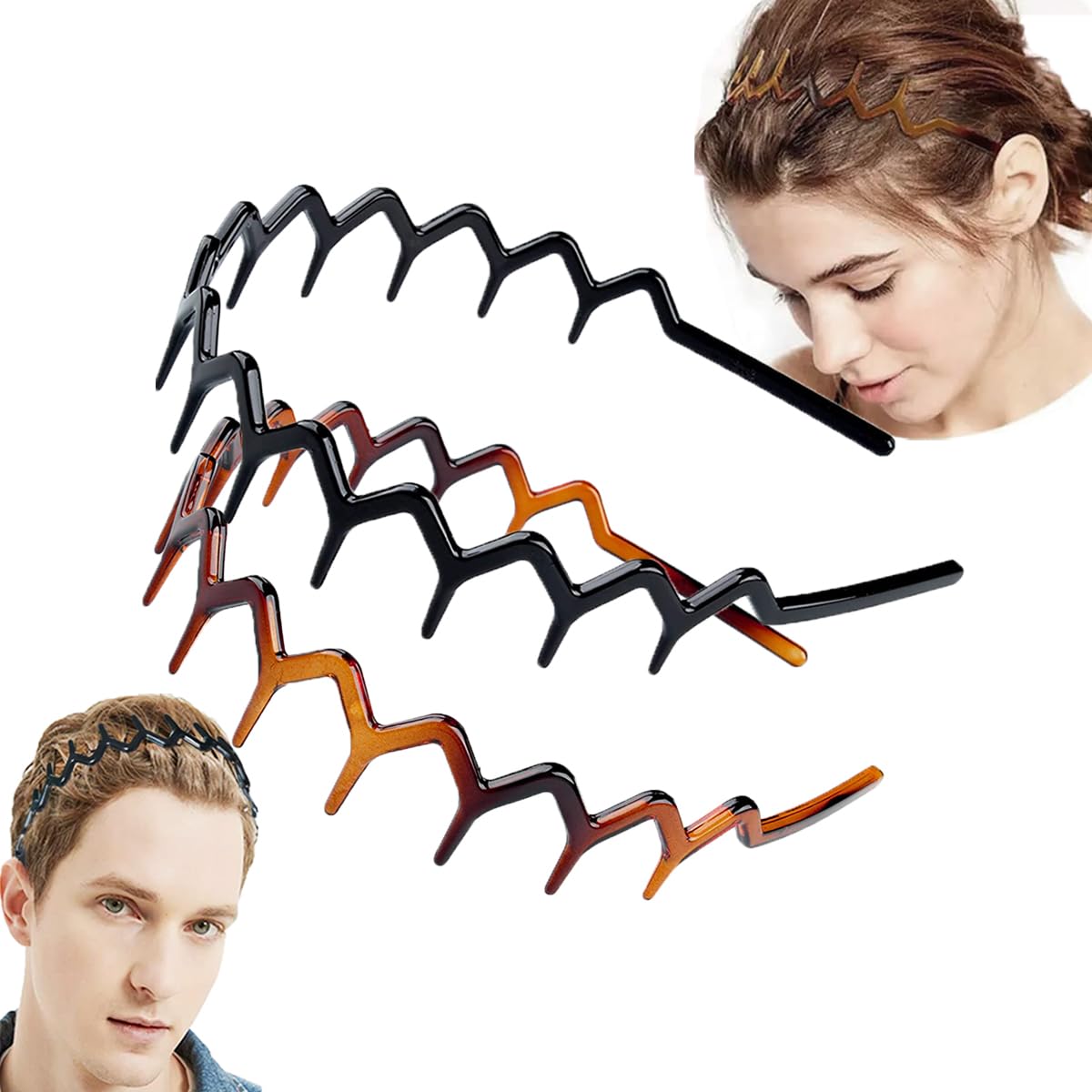 Vrose Flosi wide zigzag headband with teeth comb for secure all-day wear.