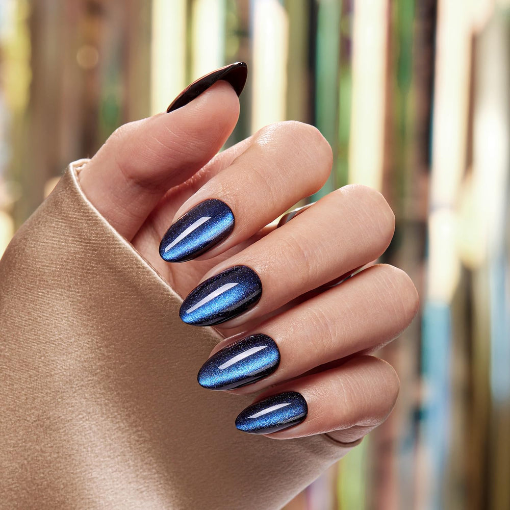 VSALON uñas pegadas adherencia duradera 14 días cat-eye azul.