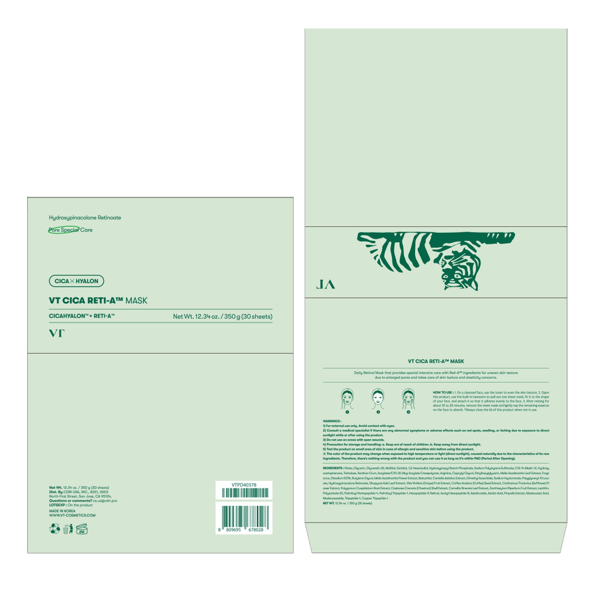 VT COSMETICS CICA RETI-A Daily Mask in use suggests balanced skin potential.