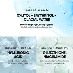 VT COSMETICS Cryo Ice Mask applied to face for instant cooling and calm.