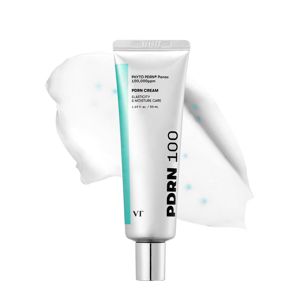 VT COSMETICS PDRN Cream 100 bottle pour demonstrates lightweight hydration for radiant skin