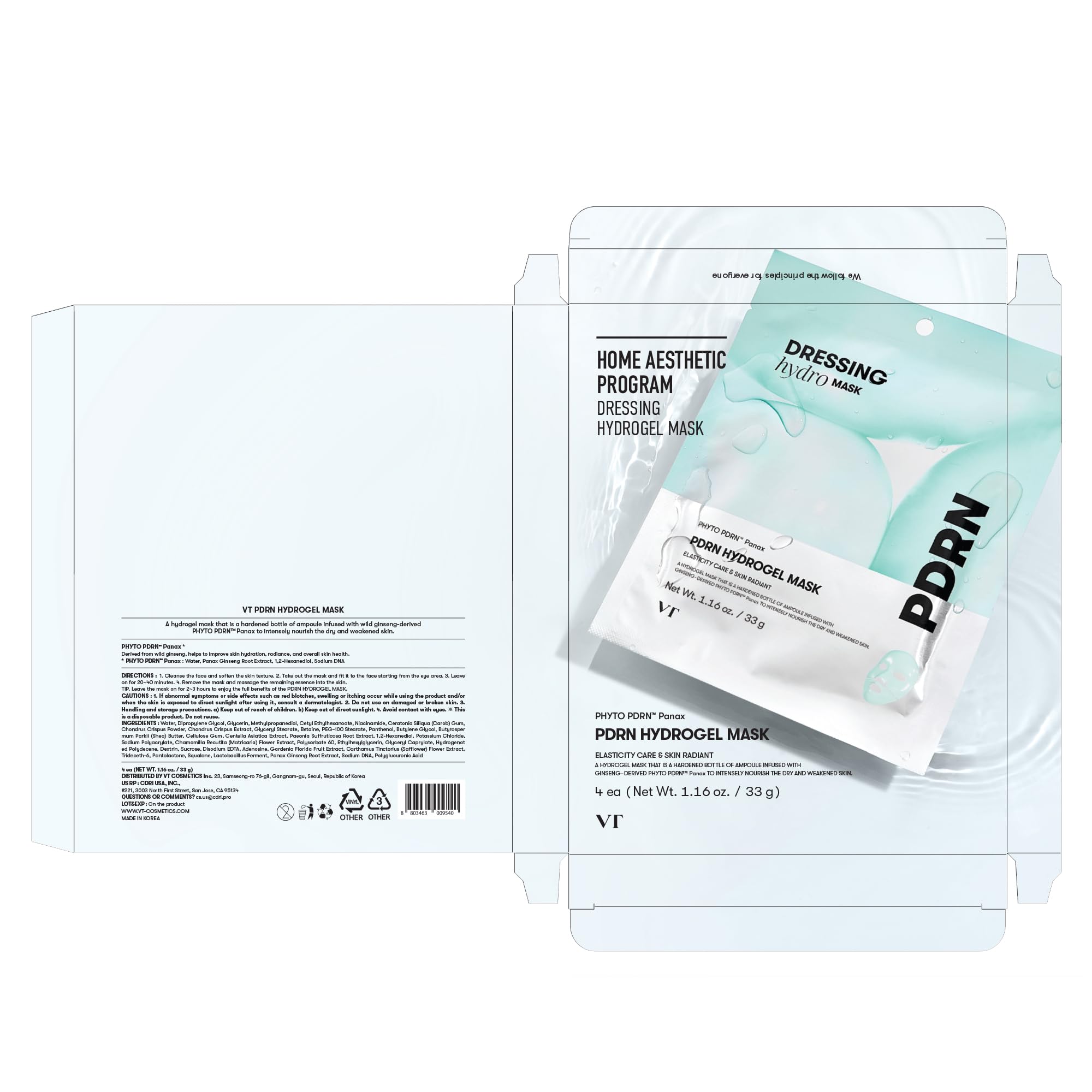 VT COSMETICS PDRN Hydrogel Mask: opción vegana para piel sana y equilibrada.