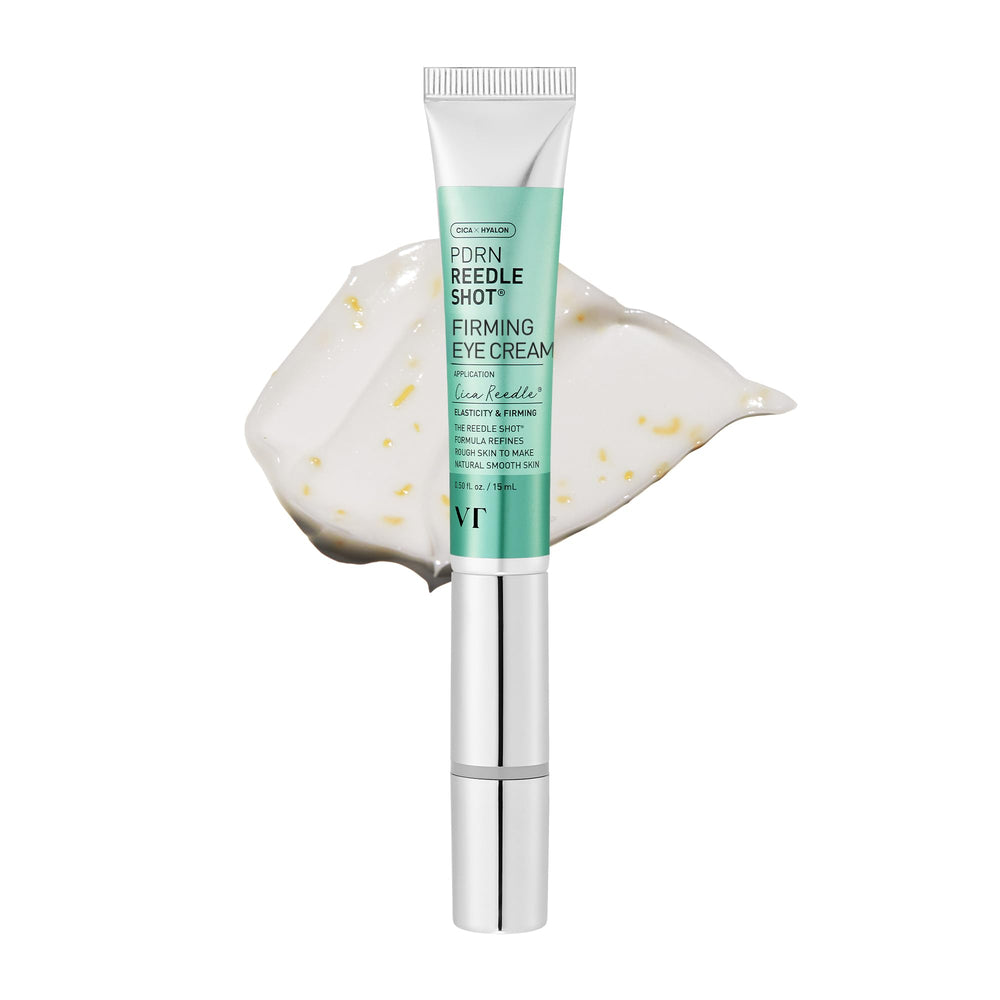 VT COSMETICS PDRN Reedle Shot Eye Cream being applied for smoother coverage around the eye area.