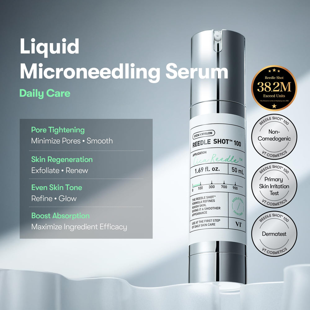VT COSMETICS Reedle Shot 100 serum dropper for smooth daily application and absorption.