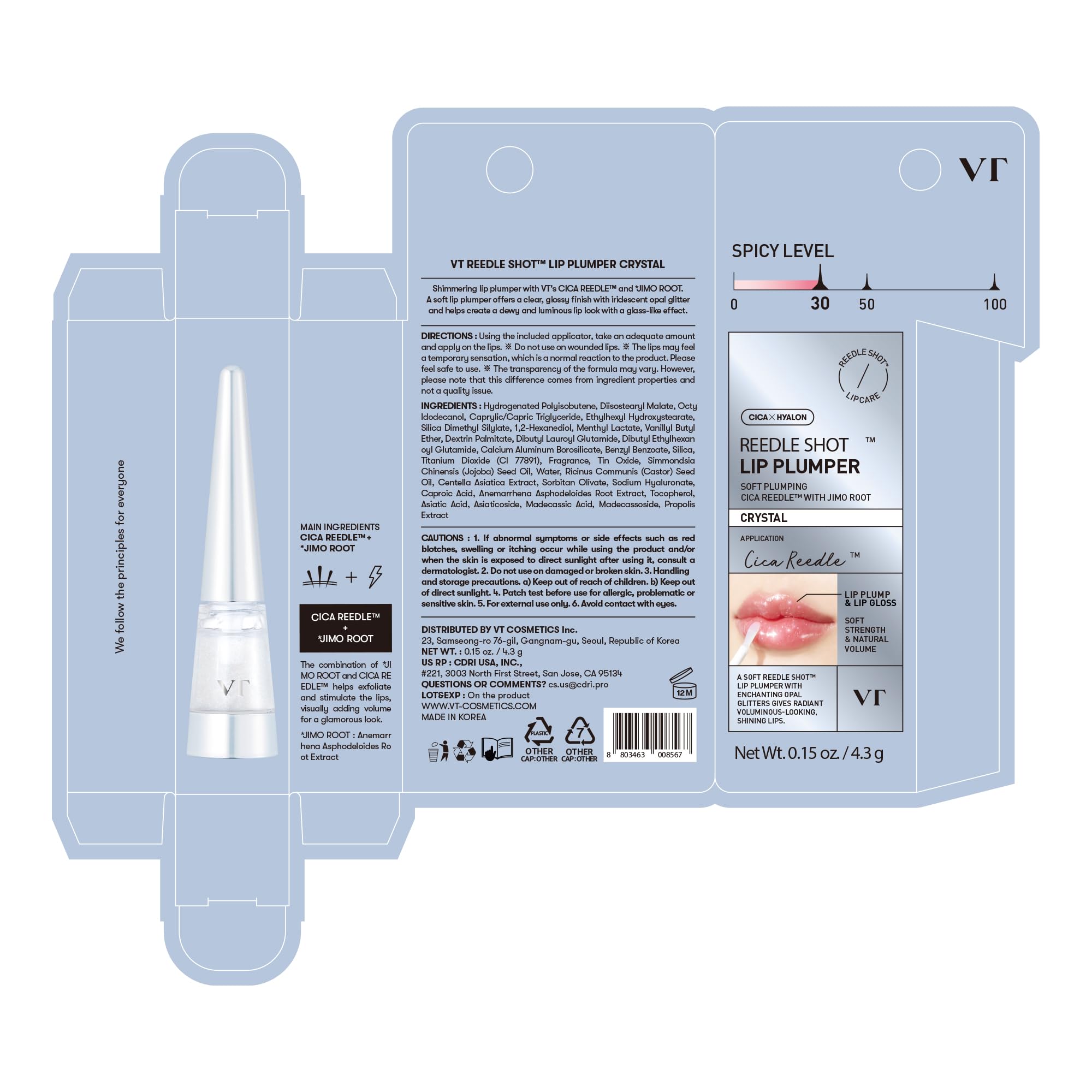 VT COSMETICS Reedle Shot acabado no pegajoso con brillo duradero.