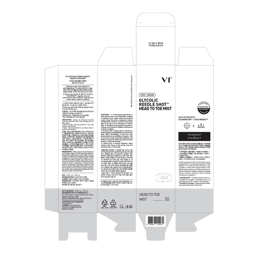 VT COSMETICS Reedle Shot Mist envase ergonómico para uso diario