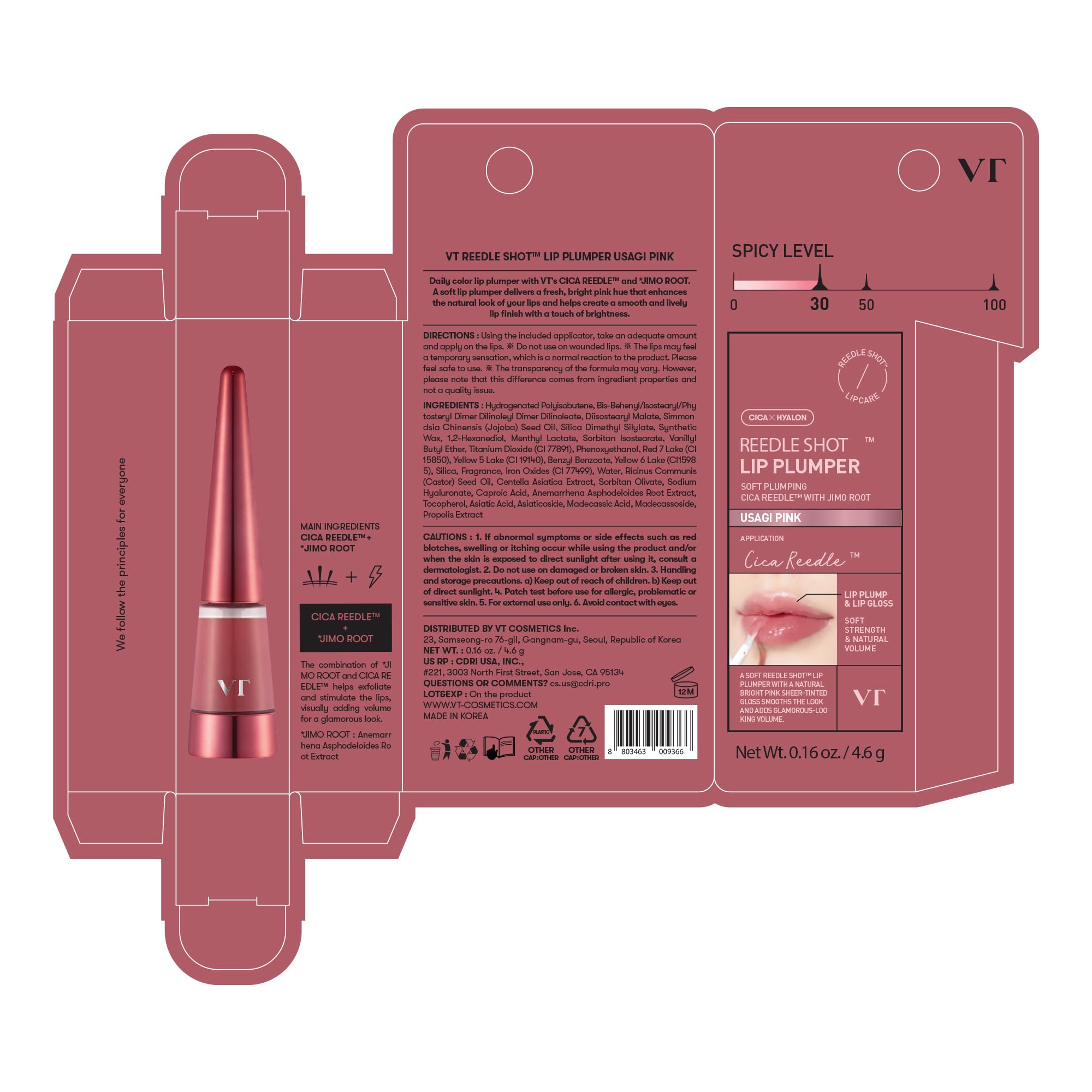 Reedle Shot uso diario ideal para labios lisos y brillantes Usagi Pink