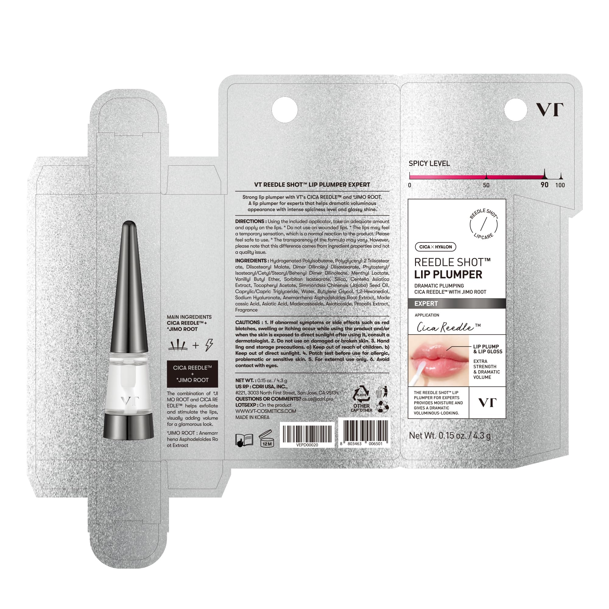 VT COSMETICS Reedle Shot Voluminizador de labios uso diario para labios nutritidos.