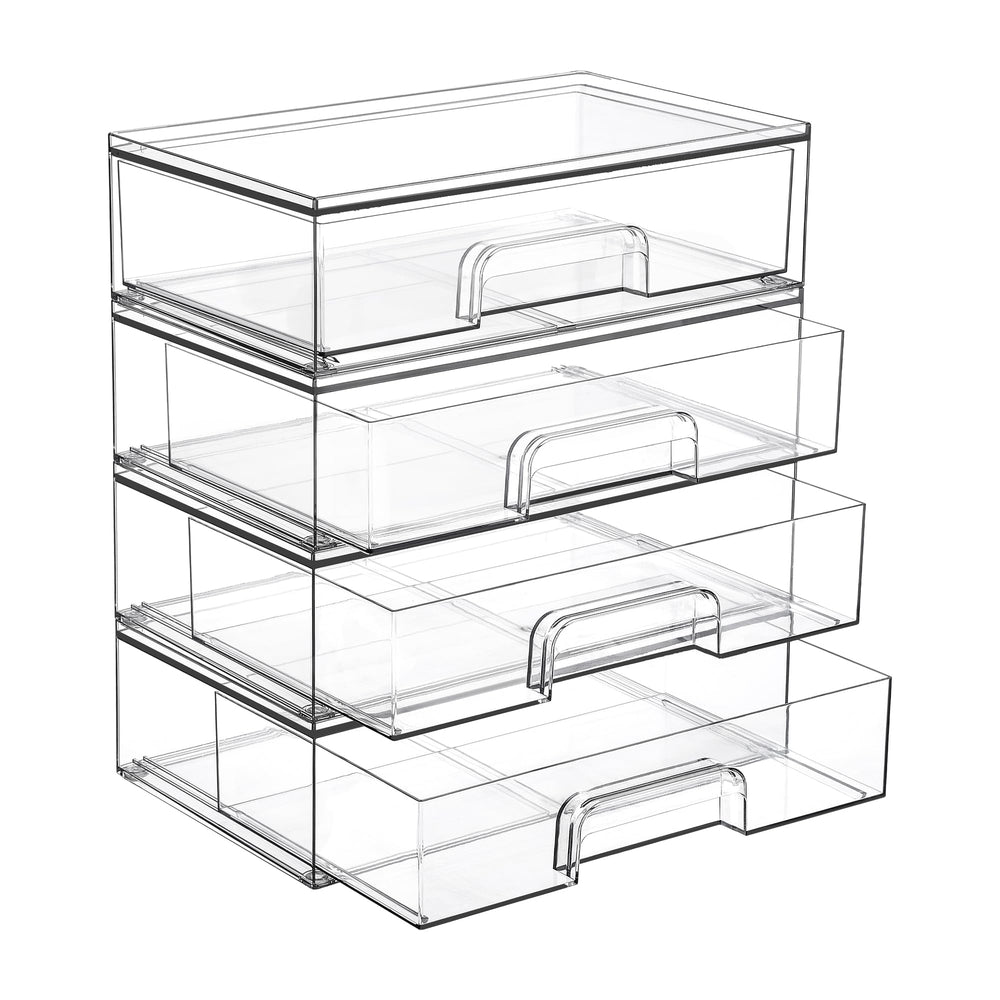 Vtopmart 12.1-inch clear drawer front shows stackable cosmetic organizers.