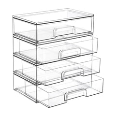 Vtopmart 12.1-inch clear drawer front shows stackable cosmetic organizers.