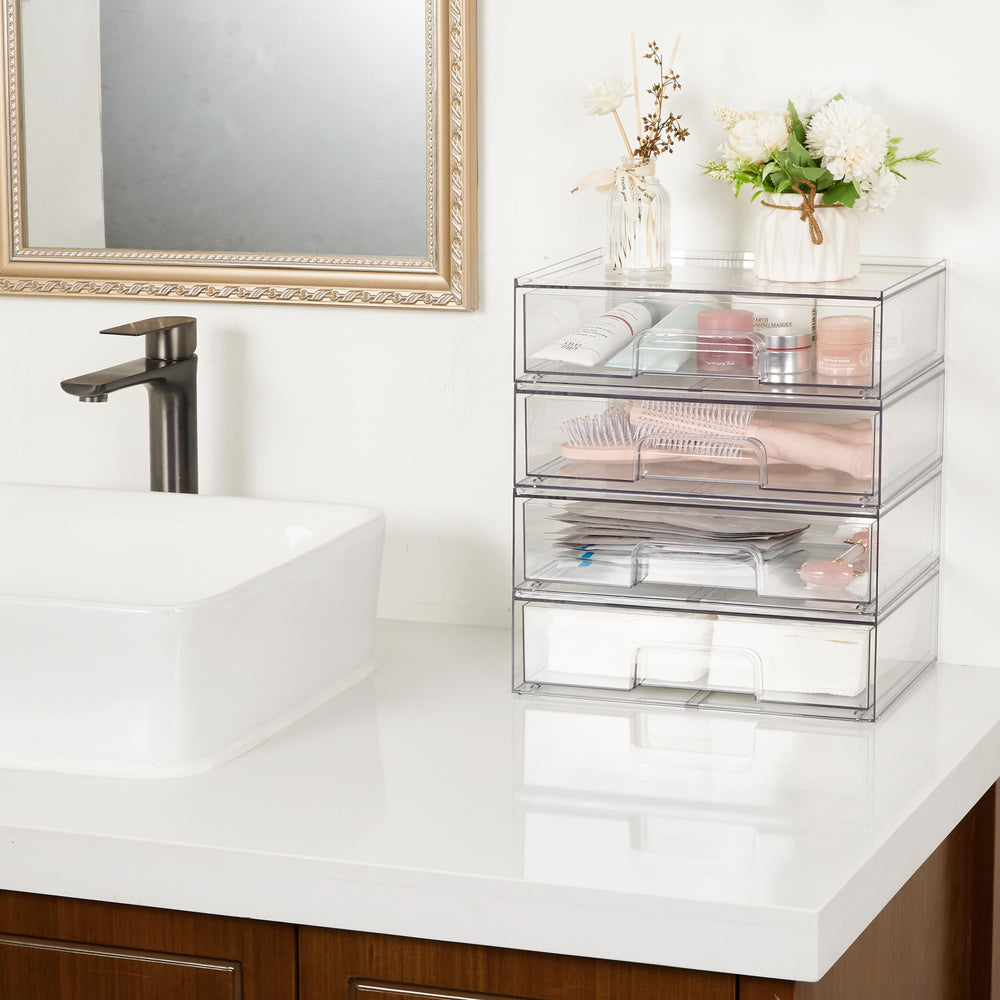 Vtopmart 2-pack acrylic organizers stacked to save countertop space