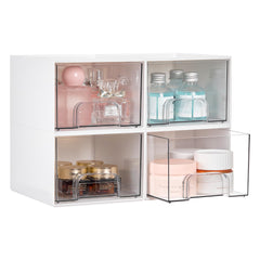 Vtopmart 4Pack stackable storage drawers for a compact vanity setup.