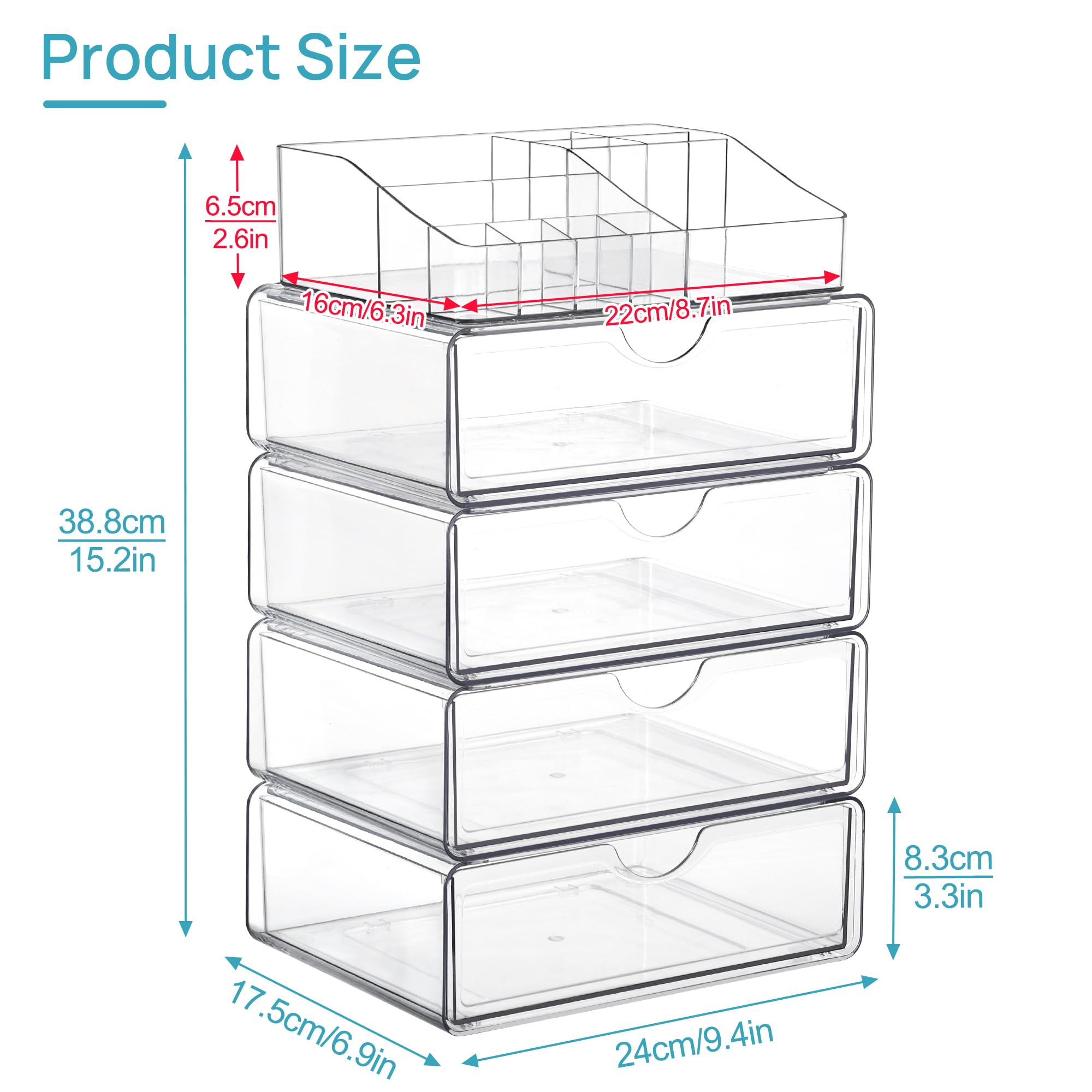Vtopmart 5-tier organizer large drawer 2 for palettes and foundations