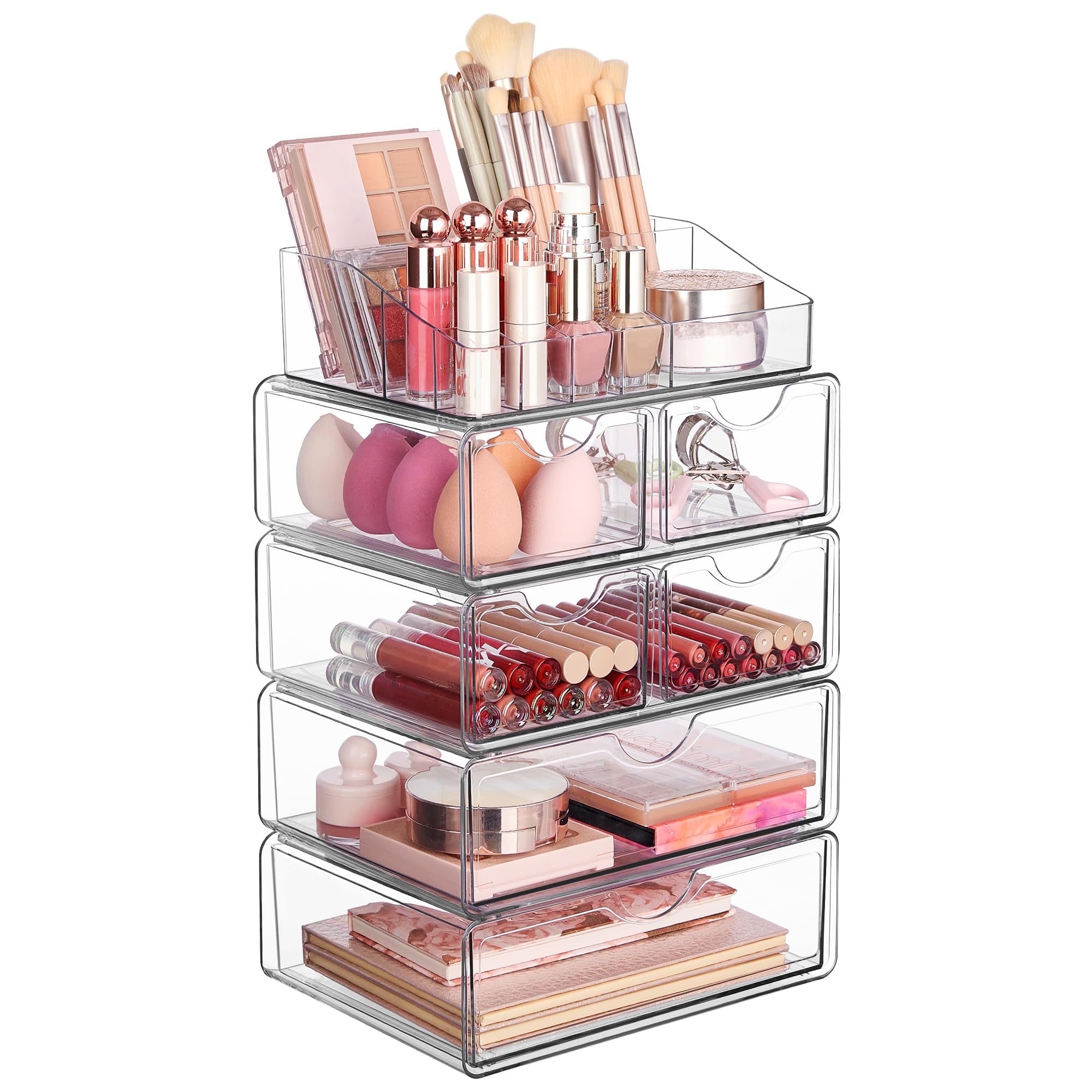 Vtopmart 5-tier clear makeup organizer with drawers for easy access and visibility