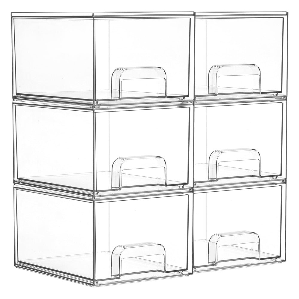 Vtopmart 6-pack clear drawers front view for compact storage and visibility