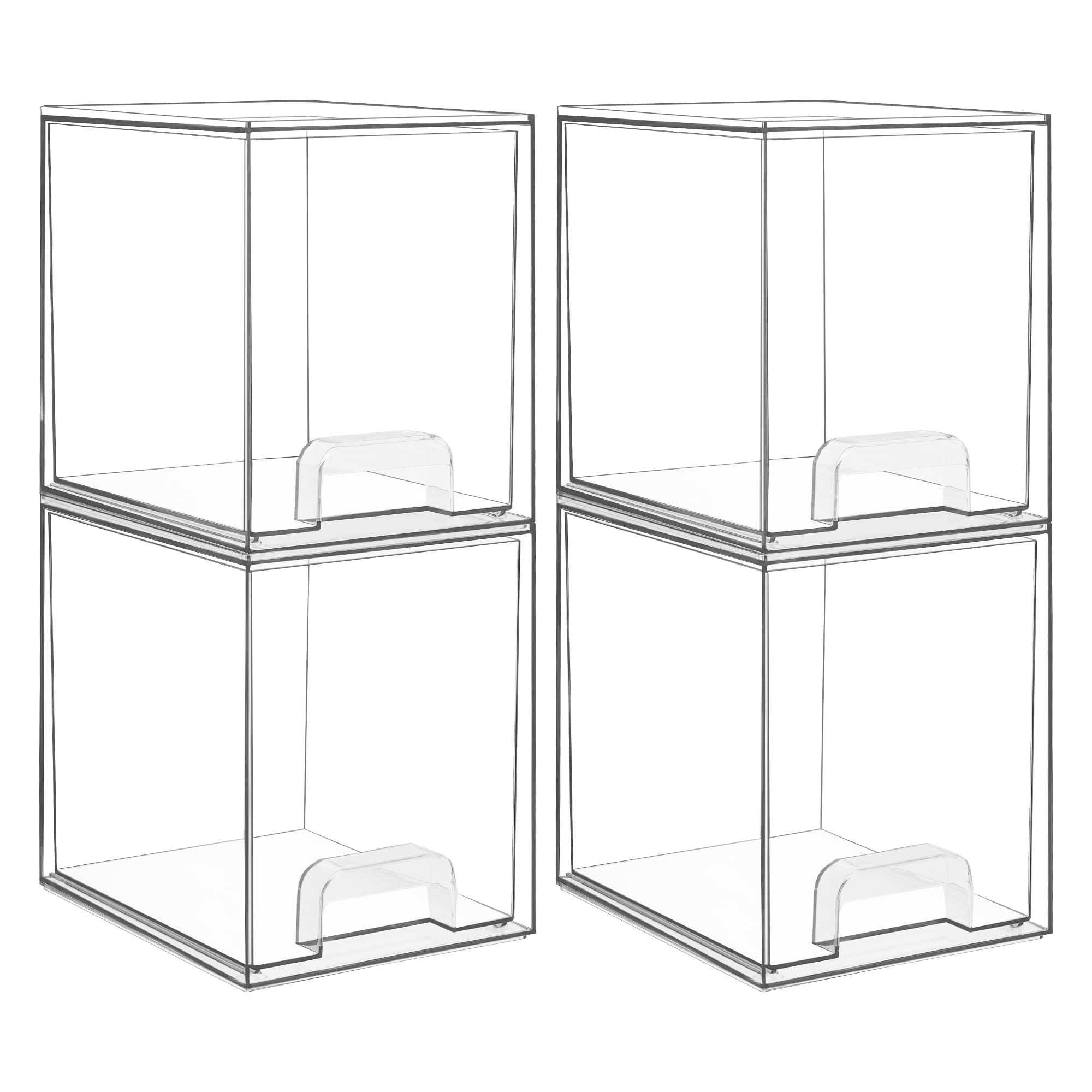 Vtopmart 7.6-inch clear stackable drawers front view for compact vanity organization.
