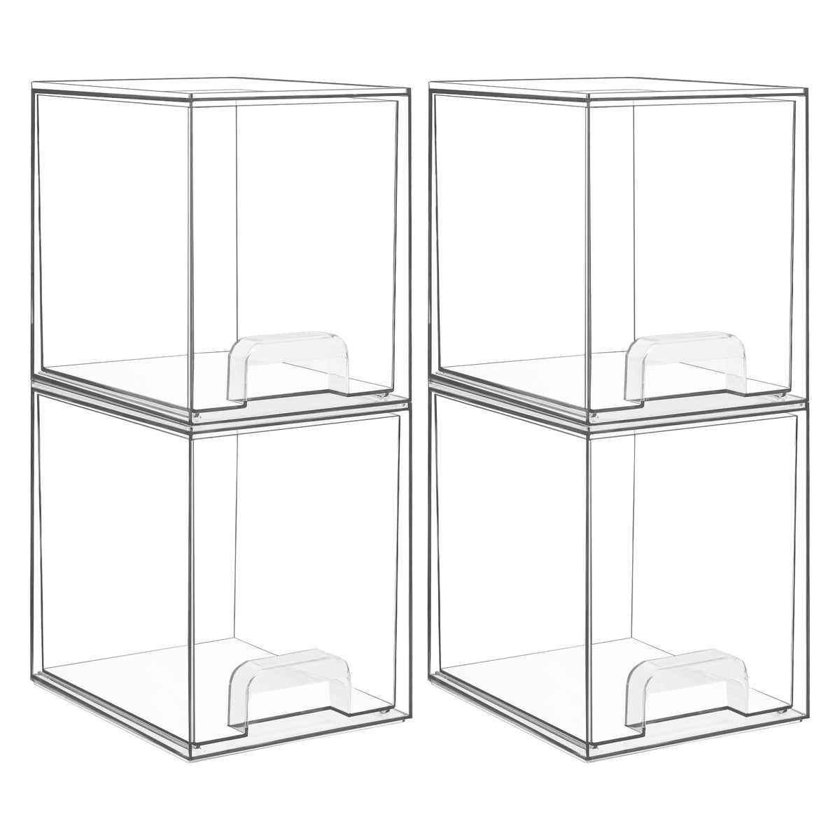 Vtopmart 7.6-inch clear stackable drawers front view for compact vanity organization.