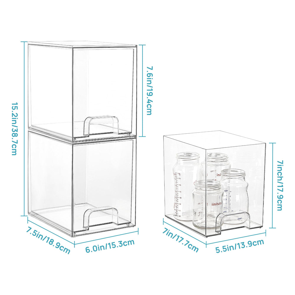 Vtopmart 7.6-inch clear drawers open view shows easy access to skincare items.