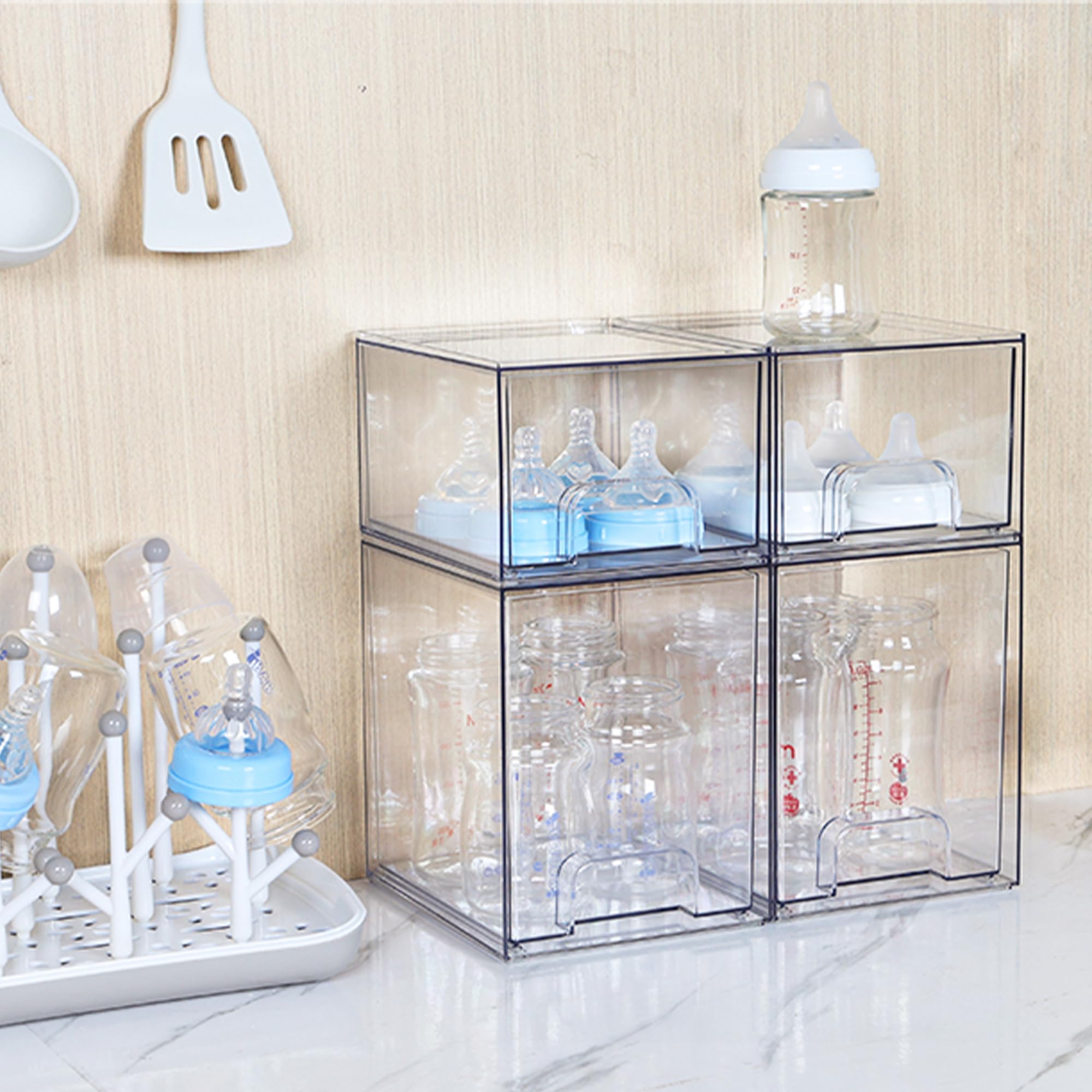 Under-sink use: Vtopmart drawers neatly store bottles and meds.