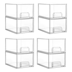 Vtopmart 8-pack clear drawer organizer front view; keeps cosmetics organized and visible