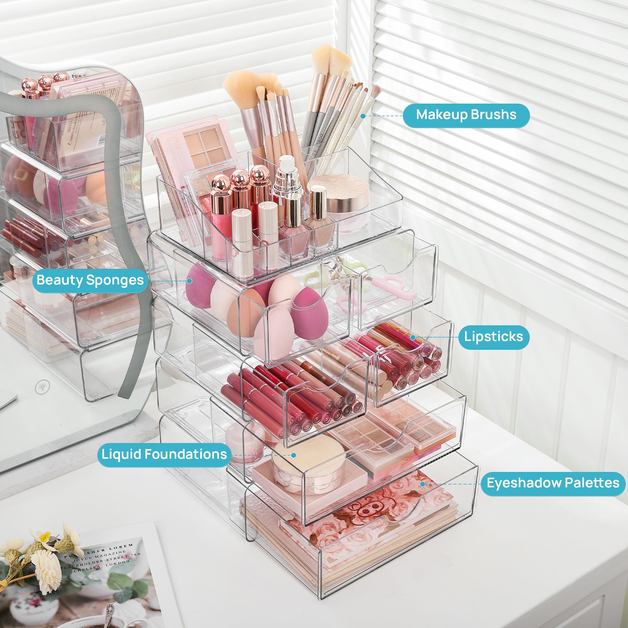 Vtopmart anti-slip silicone pads keep cosmetic organizer steady during use