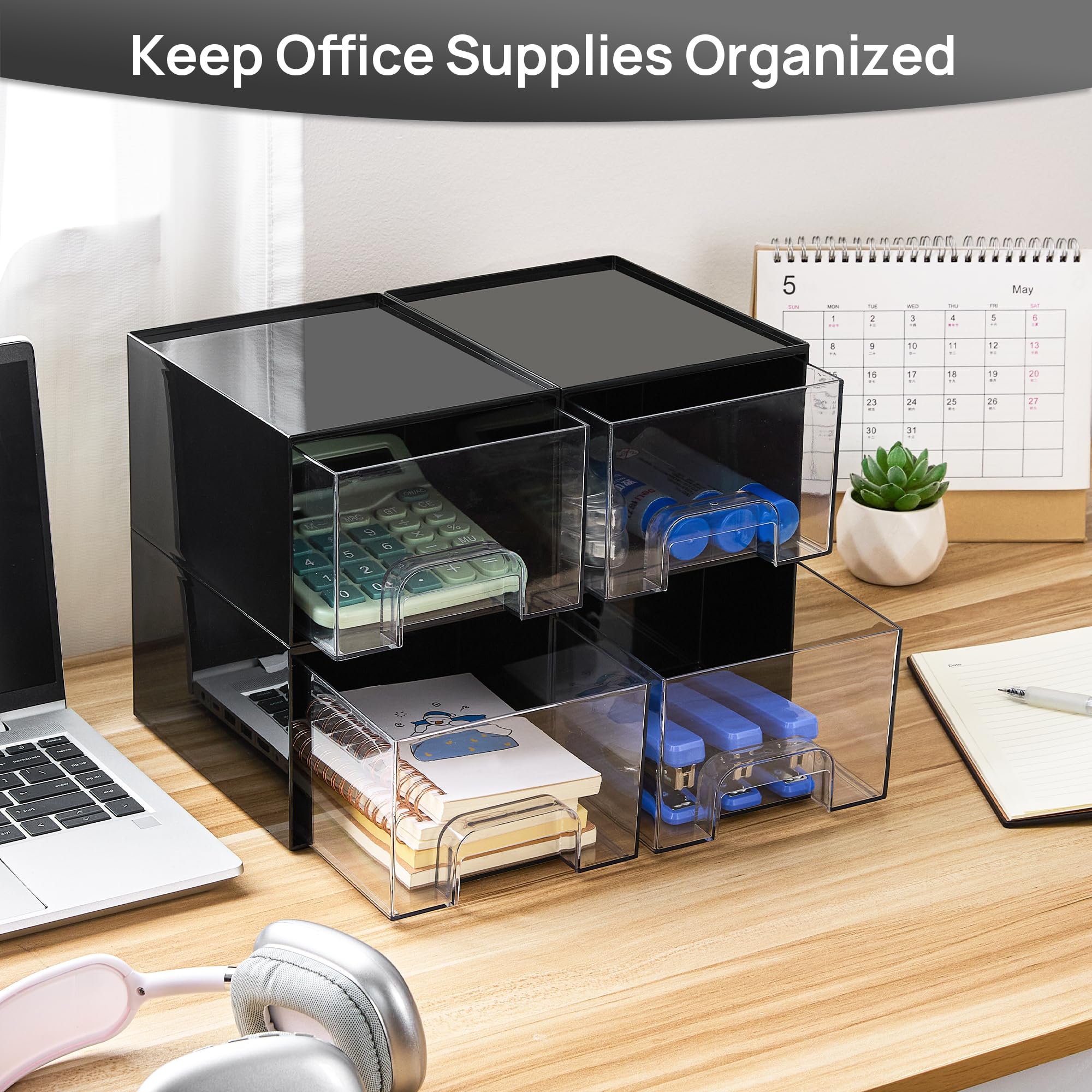 Vtopmart stackable design saves space on dresser, desk, and bathroom counters