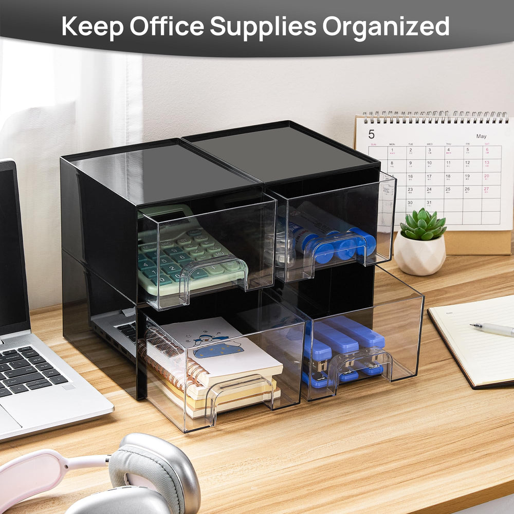 Vtopmart stackable design saves space on dresser, desk, and bathroom counters