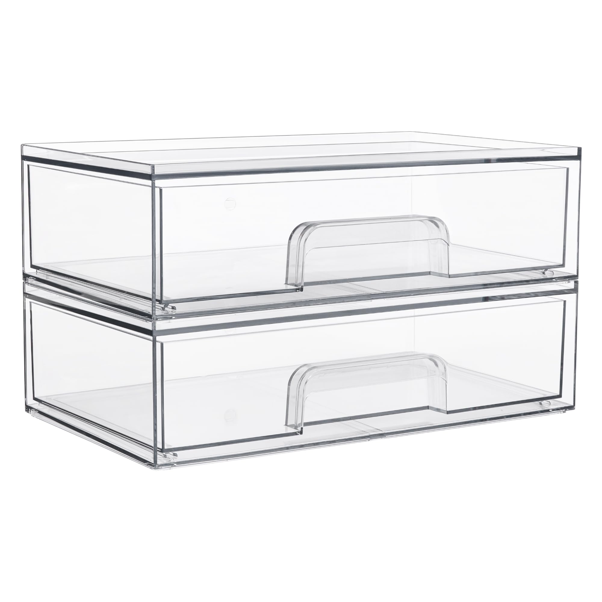 Vtopmart clear stackable drawers front view for easy vanity organization