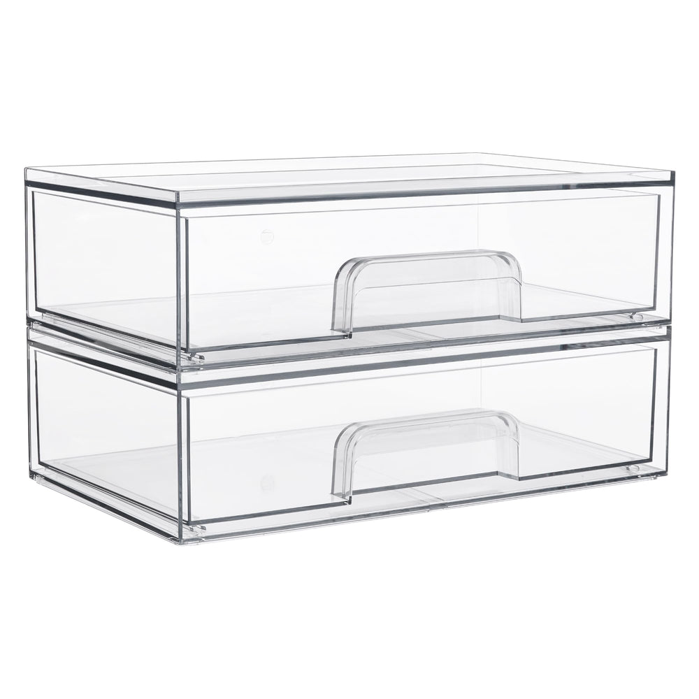 Vtopmart clear stackable drawers front view for easy vanity organization