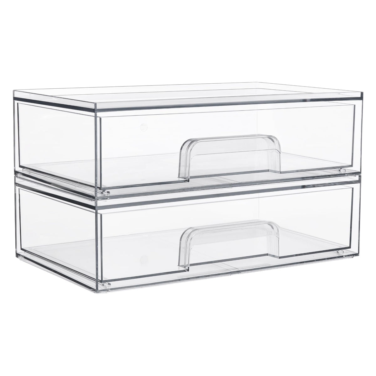 Vtopmart clear stackable drawers front view for easy vanity organization
