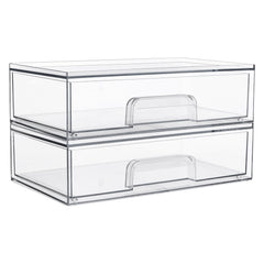 Vtopmart clear stackable drawers front view for easy vanity organization